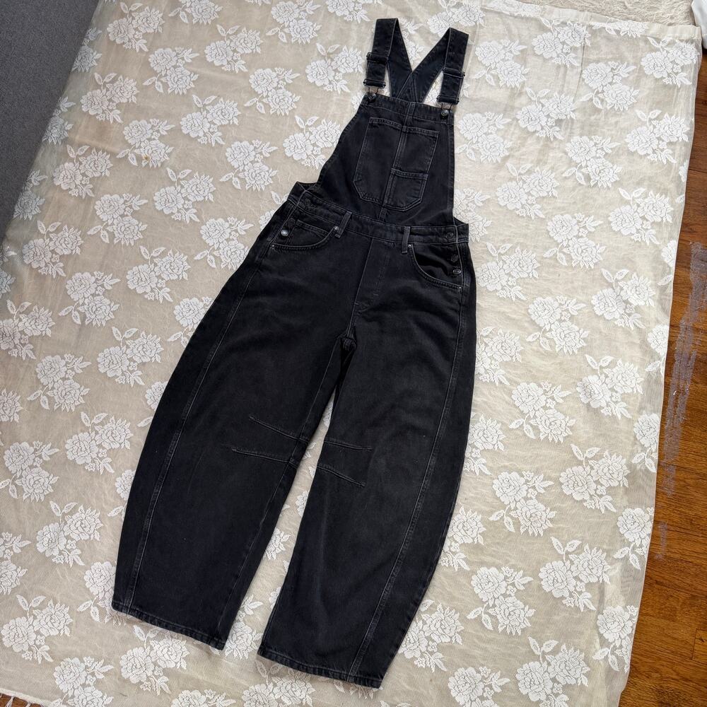 Free People We The Free Black Barrel Denim Overalls XS